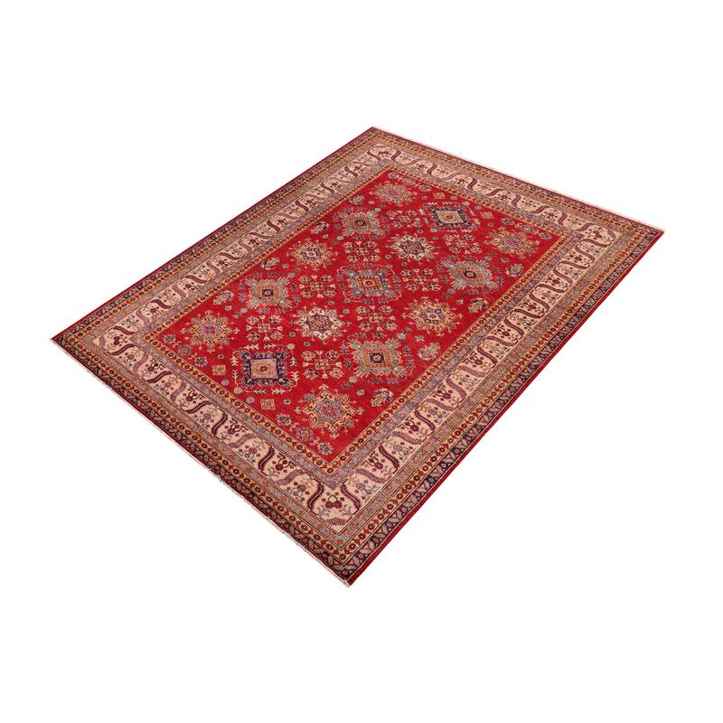 Rustic Super Kazak Nova Red/Beige Hand Knotted Wool Rug - 8'5'' x 10'3''