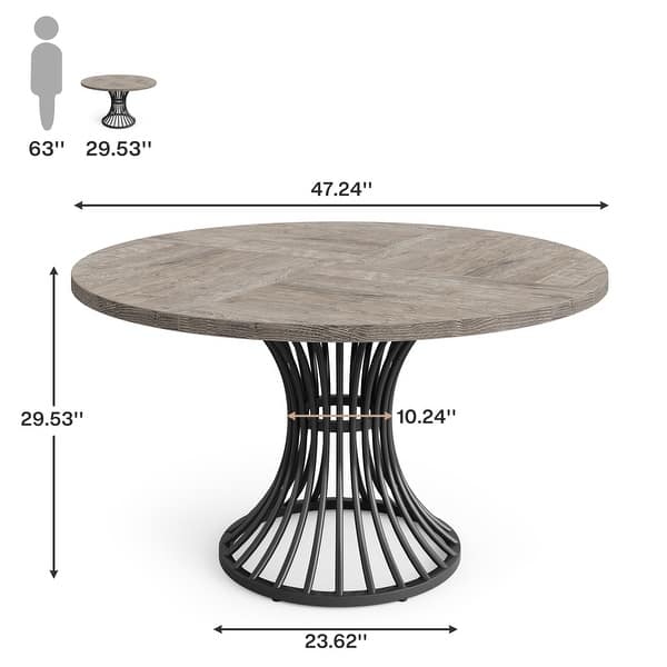 47-Inch Round Dining Table for 4-6 People, Farmhouse Dinning Room Table