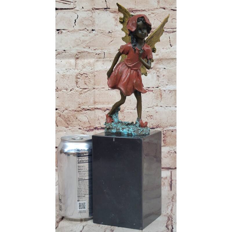 Colorful Fairy Angel Girl Bronze Figure Sculpture Original Art On Marble Base
