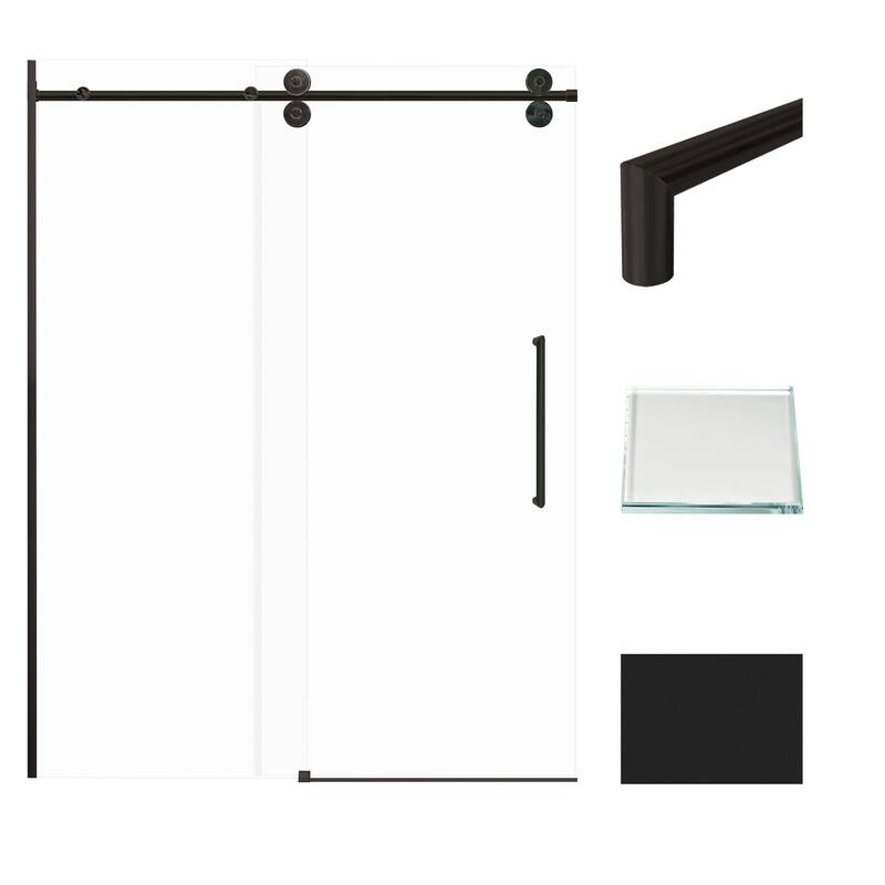 Transolid TPBT608010L-T 80" High x 59" Wide Bypass Frameless Shower - Matte Black