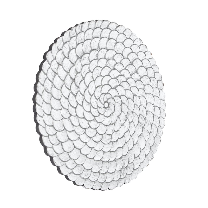 Wood Plate Carved Radial Home Wall Decor - Gold or Silver - Roche River Decor