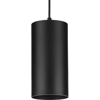 Cylinder Collection 6-Inch 1-Light Black Modern Outdoor Pendant Hanging Light - 6 in x 6 in x 12 in