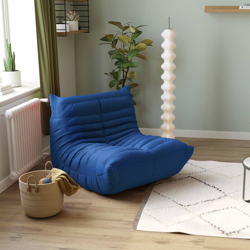 Lounge Sponge Single Sofa Bean Bag Chair - Blue