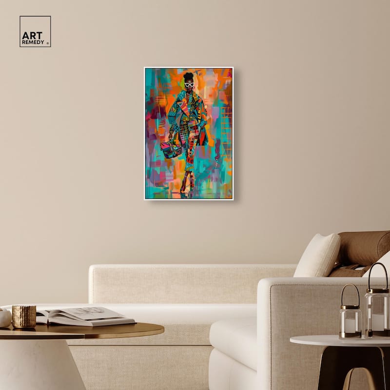 Bold Patchwork Style Canvas by Art Remedy