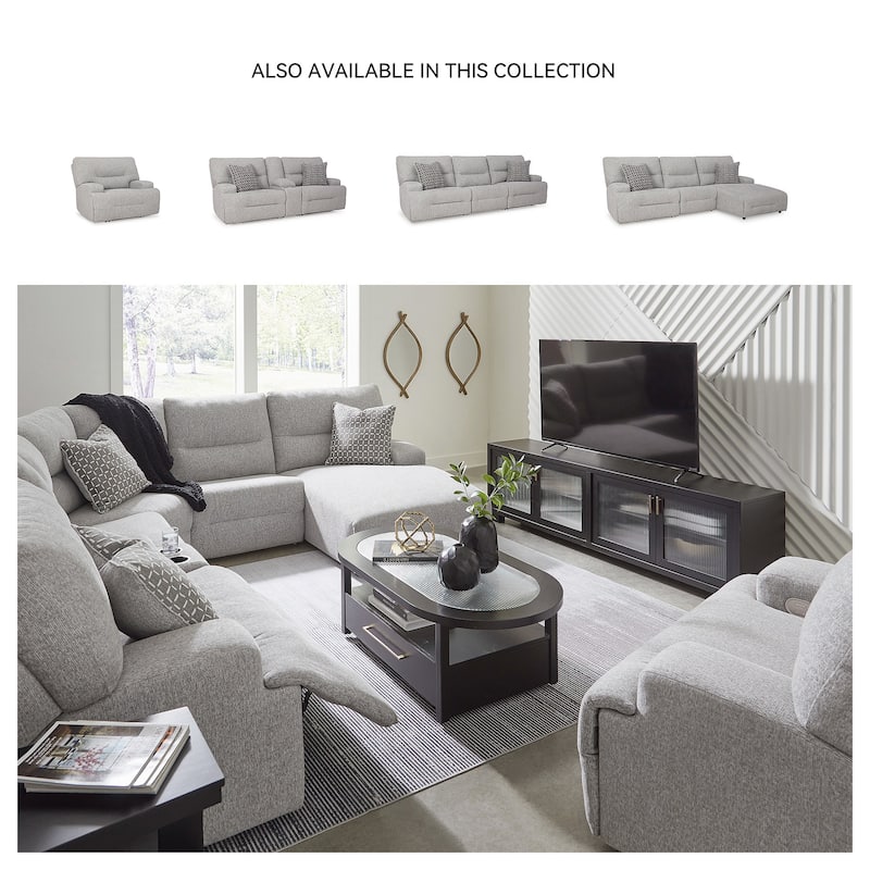 Signature Design by Ashley Acklen Place Light Gray 3-Piece Power Reclining Sectional - 115" W x 71" D x 42" H