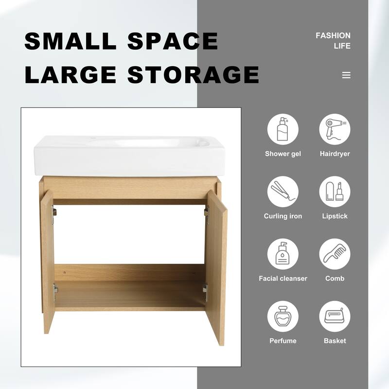 BNK 16"/20"/24"/30"/36" Single Sink Bathroom Vanity with Soft Close Door and Shelf