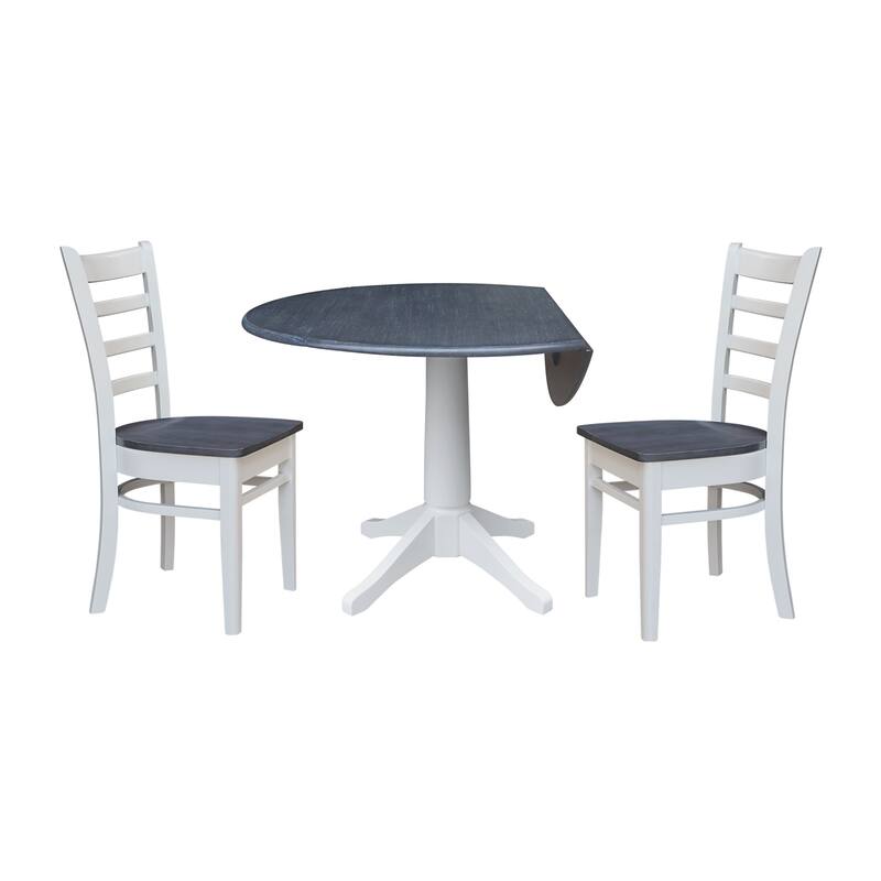 42" Round Top Dual Drop Leaf Pedestal Table with Dining Chairs