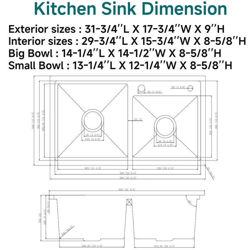 15''/18''/23''/25''/30''/31''/32''/33'' Classic Undermoun Kitchen Sink, Top Mount Kitchen Sink, Singel Bowl Or Double Bowl