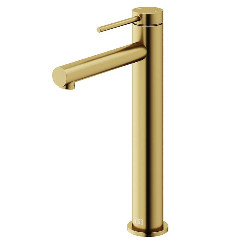 VIGO Jewel 11" H Single Handle Single Hole Vessel Bathroom Faucet - Matte Brushed Gold