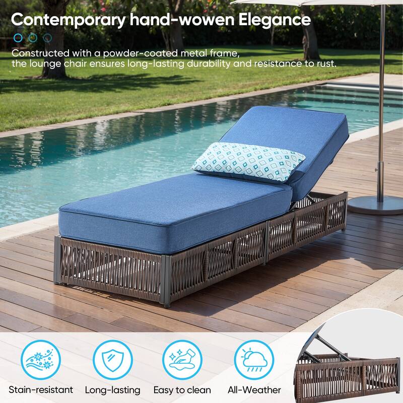 Pocassy 6 Pieces Patio Chaise Lounge Chair with Adjustable Backrest