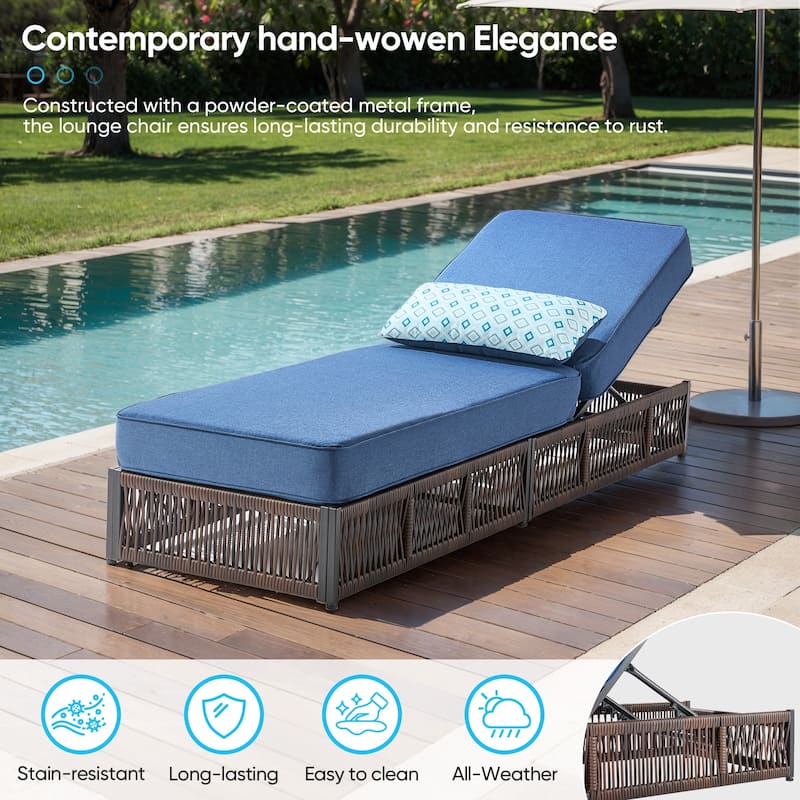 Pocassy Outdoor Lounge Chairs, Pool Lounge Chairs with 5 Adjustable Backrest