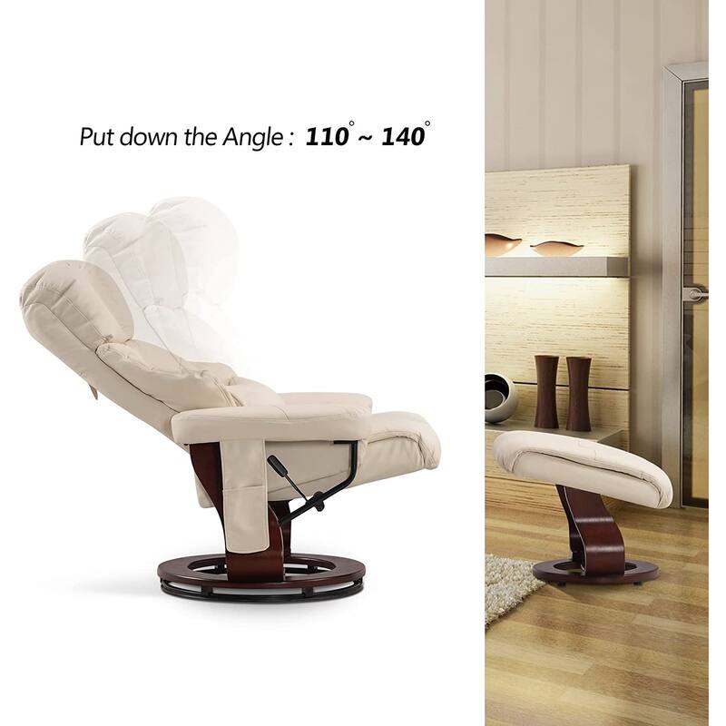MCombo Recliner Chair with Ottoman Vibration Massag Faux Leather 9068