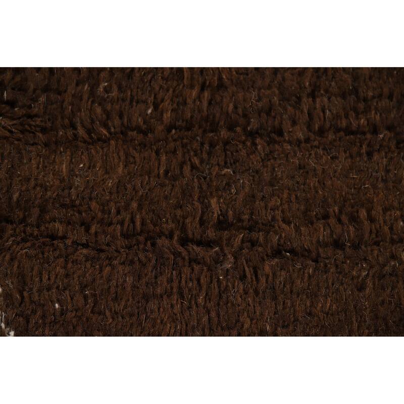 Hand Knotted Oriental 100% Wool Carpet Modern Geometric Brown Moroccan Area Rug - 8' 6'' X 5' 0''