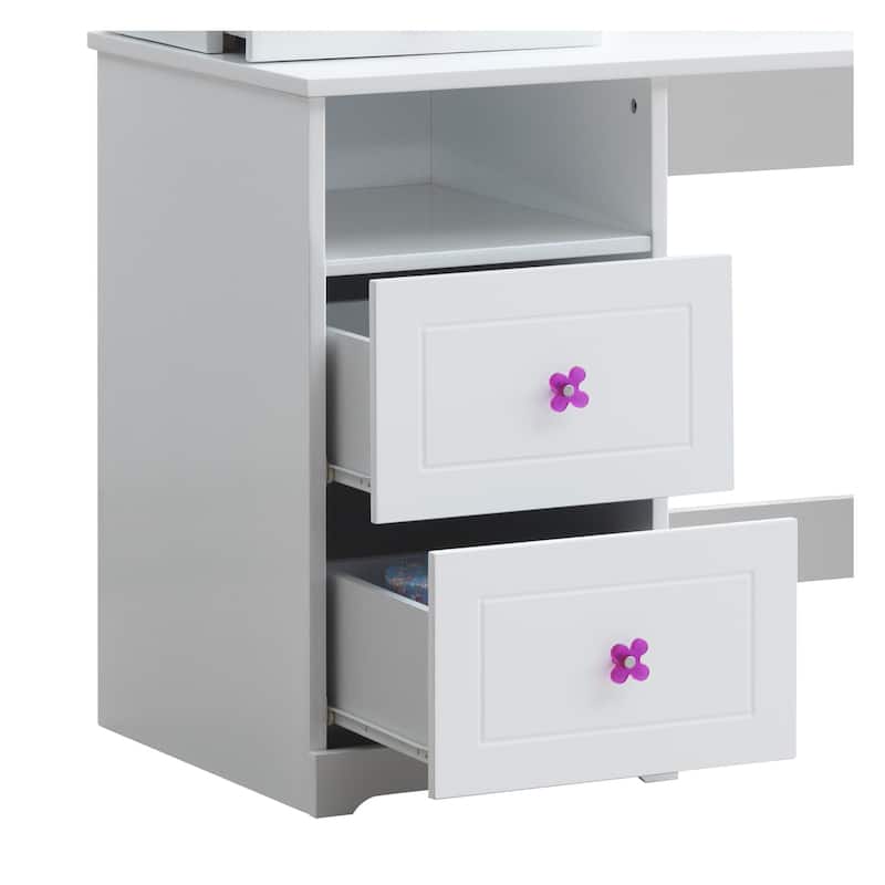 White Desk with Hutch - Home Office Study Writing Desk - Modern Storage Solution