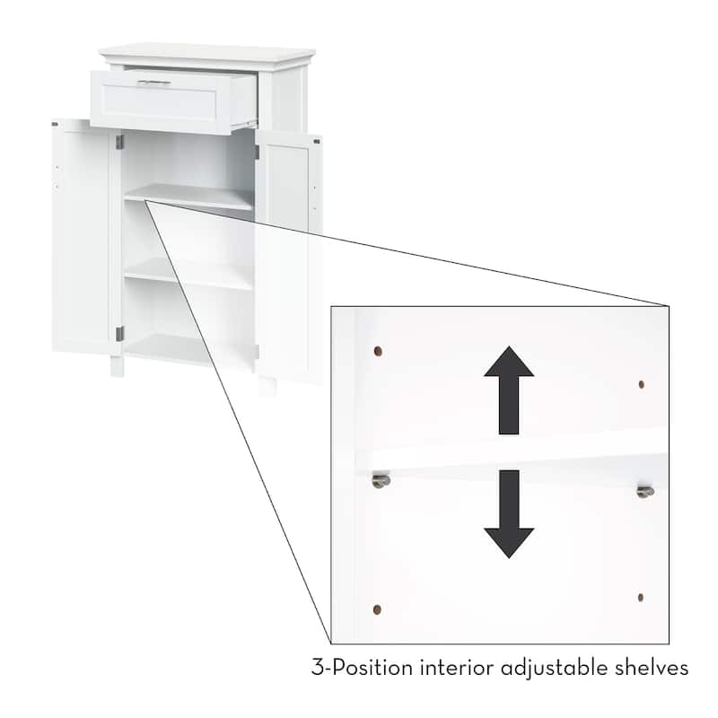 RiverRidge Somerset Two-Door Bathroom and Laundry Storage Cabinet with Drawer and Adjustable Shelf - White - N/A