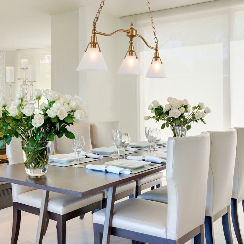 Modern 3-Light Glass Linear Chandeliers Antique Gold Islands Lights - L31.5" x W6" x H12"