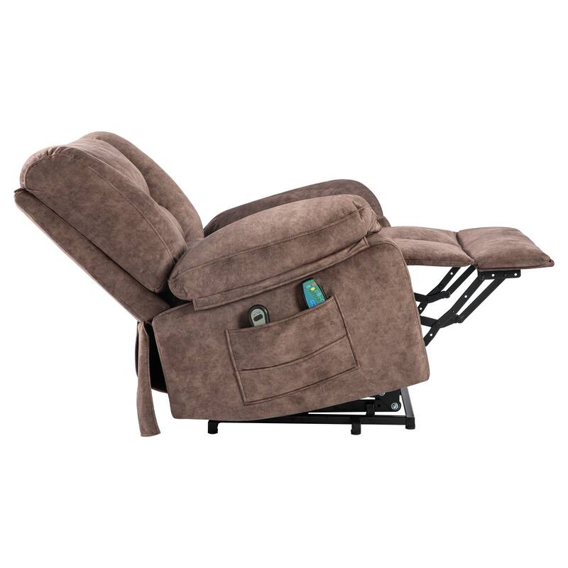 Brown Velvet Power Lift Recliner, Massage, Heated, Pockets, 8-Point