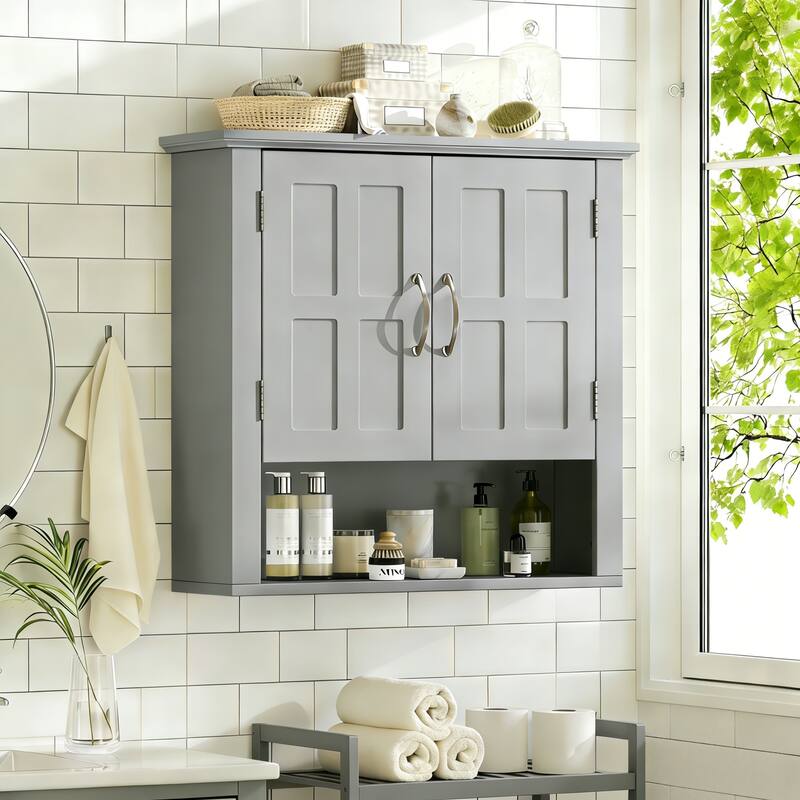 Christopher Knight Home - Modern Wall Mounted Storage Cabinet with Adjustable Shelves and Double Doors