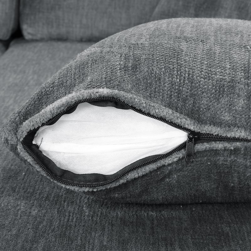 111.8" Chenille U-Shaped Sectional Sofa with Storage Ottoman (6-Seat)