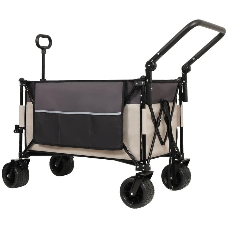 Versatile Push-Pull Folding Wagon Cart – Features 360° Rotating Handle & All-Terrain Wheels, Heavy-Duty Adjustable Design .