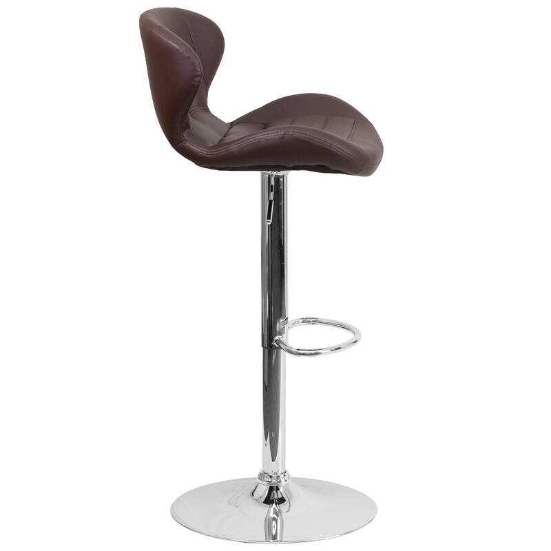 Modern Low-back Height-adjustable Chrome/Vinyl Barstools (Set of 2)