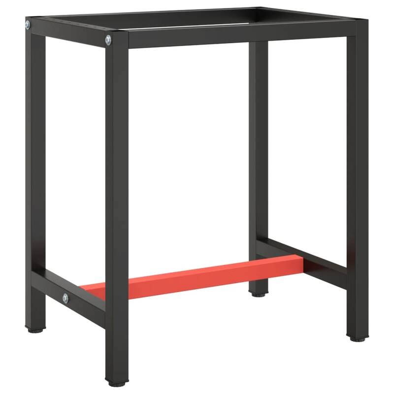 vidaXL Work Bench Frame Matte black and matte red Powder-coated metal - 19.7 x 27.6 x 31.1 in