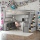 preview thumbnail 30 of 41, Twin Size Playhouse Loft Bed with 7 Drawers 2 Shelves and Desk, White Grey