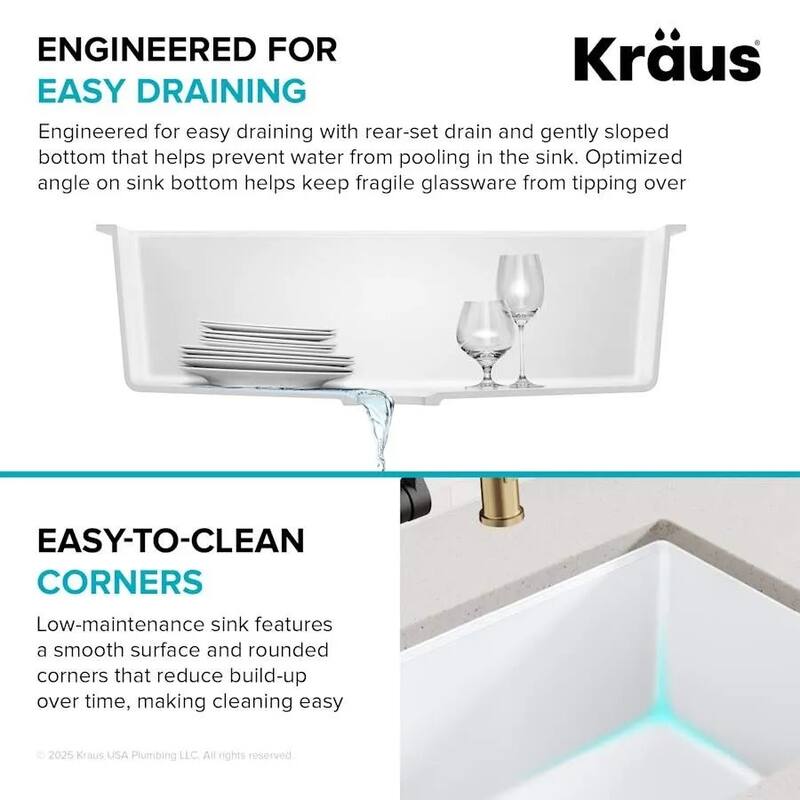 Kraus 31-1/2" Single Basin Undermount Granite Composite Kitchen Sink