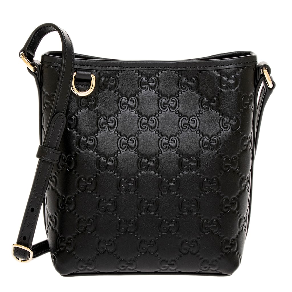 Gucci GG Emblem Nano Bucket Bag in Leather