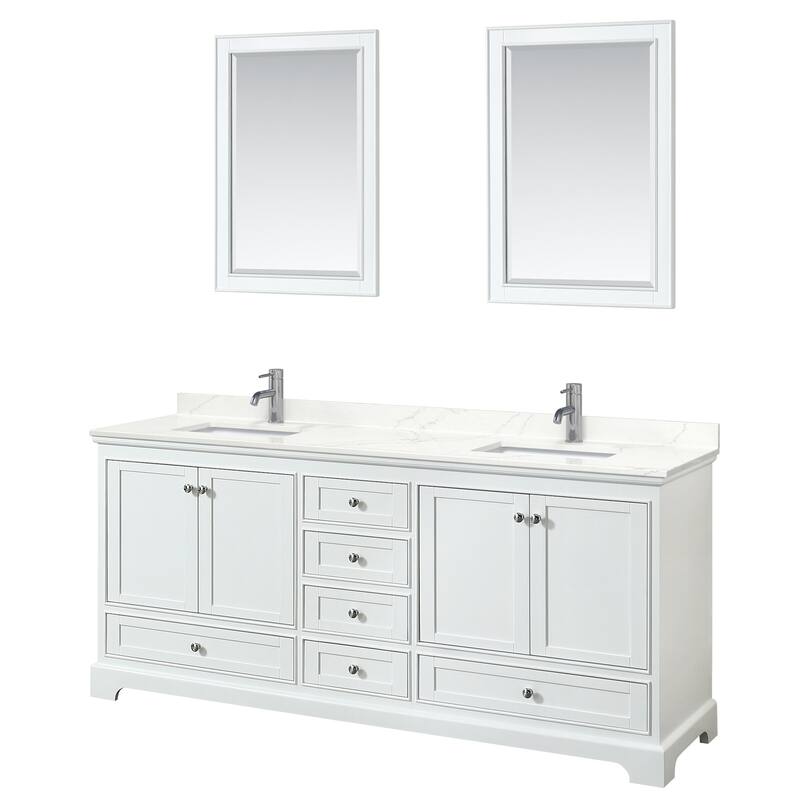 Wyndham Collection WCS202080D-QTZ-UNSM24 Deborah 80" Free Standing - White / Giotto Quartz Top / Polished Chrome