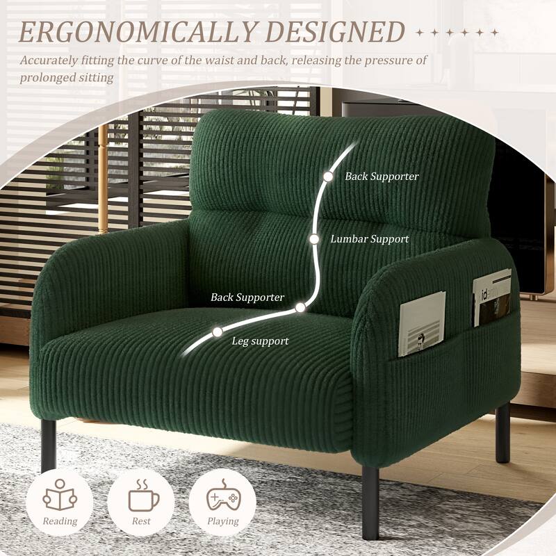 Comfortable Monochrome Single Person Wide Seat Chair, Suitable For Living Rooms And Bedrooms