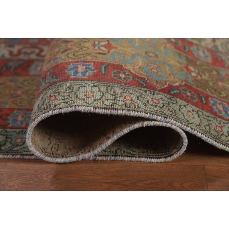 Hand Knotted Oriental 100% Wool Carpet Traditional Floral Pink Tabriz Area Rug - 12' 10'' X 9' 11''