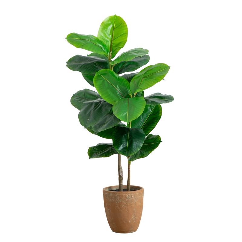 4-ft Artificial Rubber Tree in Decorative Planter