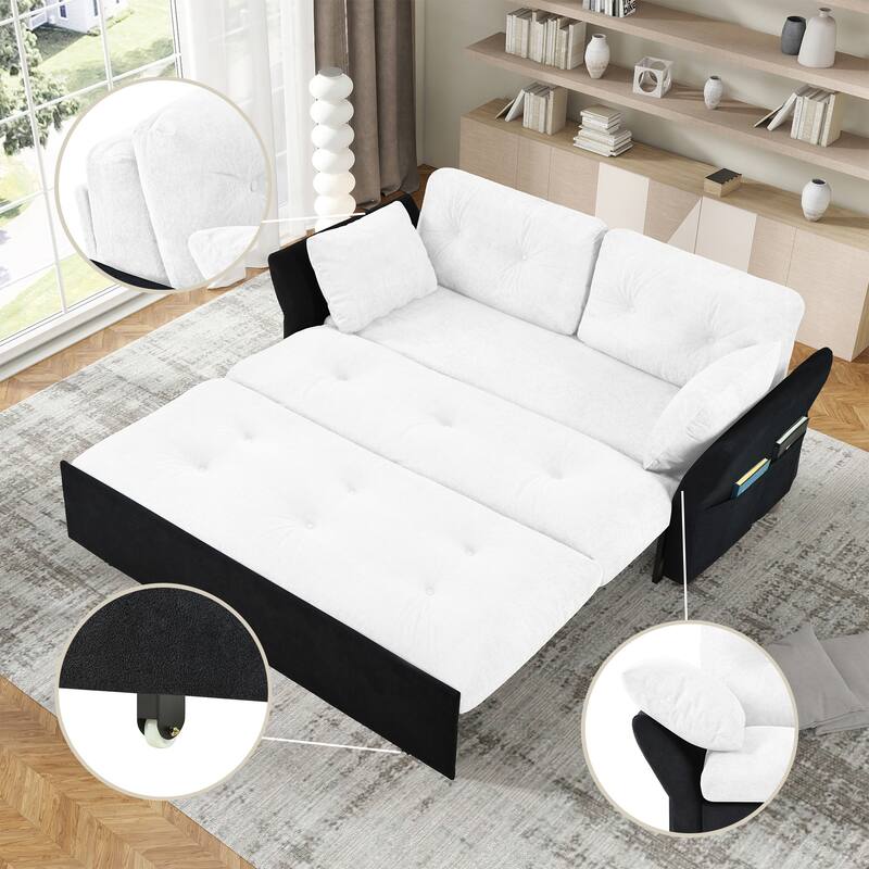 3-in-1 Convertible Sleeper Couch, chenille Loveseat Sofa