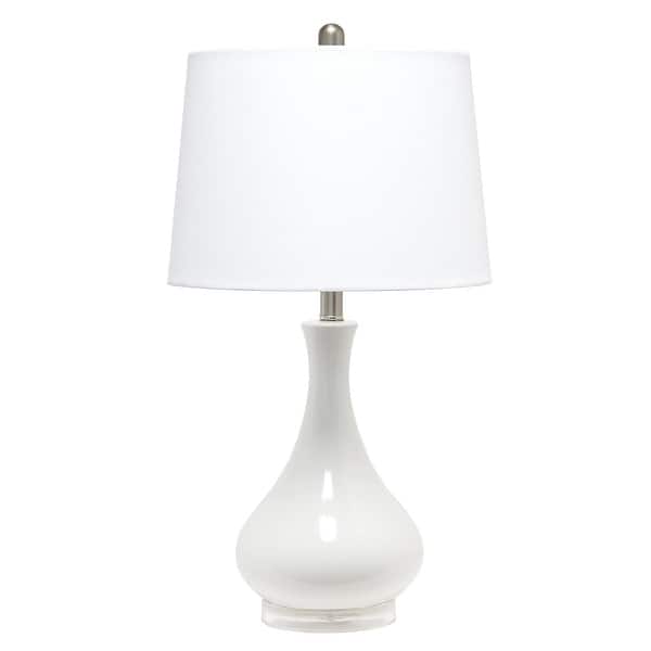 StyleCraft Home Collection Champagne Silver 37-in Champagne Silver, Clear 3-Way Table Lamp with Fabric Shade