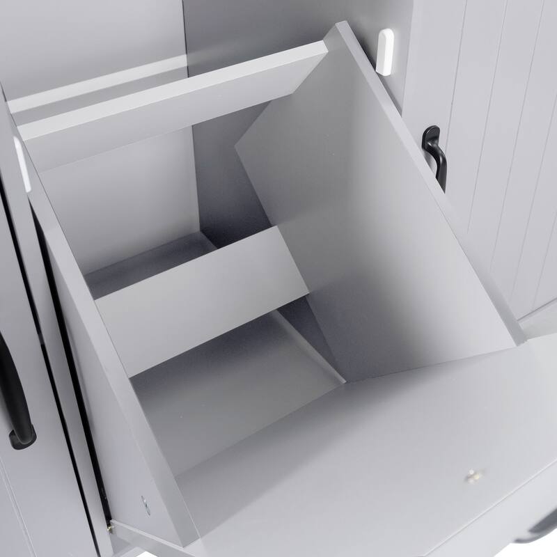 Kitchen Island with Trash Can Storage Cabinet,Kitchen Cart with Drop Leaf