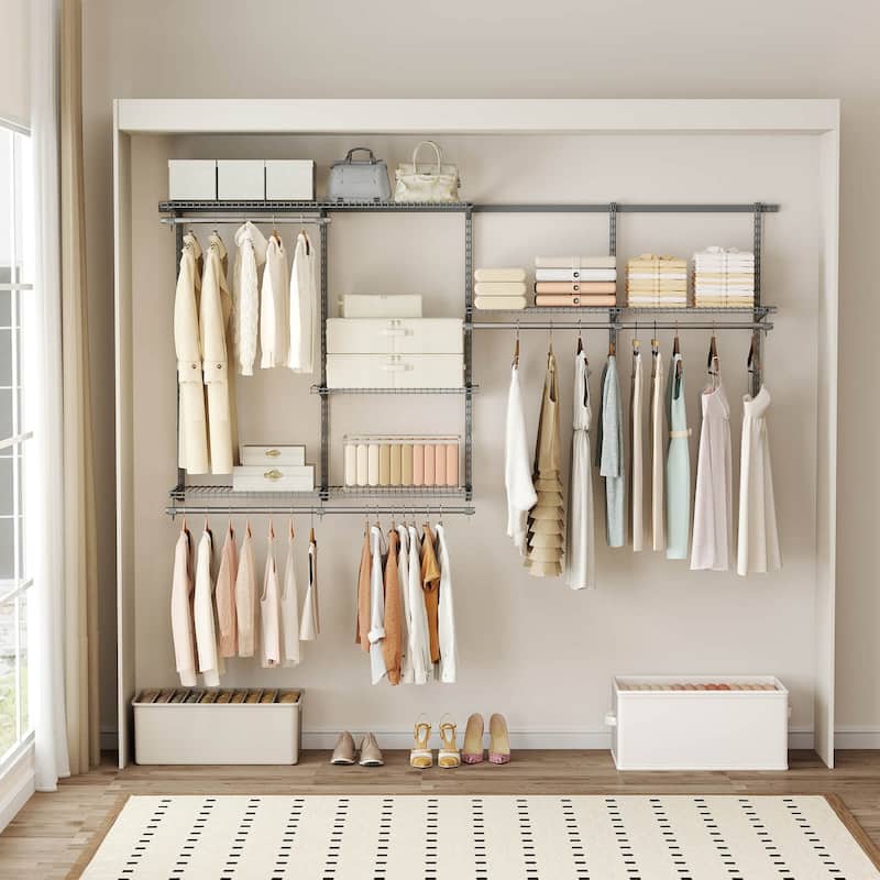 Costway 4-8 FT Wall-Mounted Closet Organizers and Storage System with - See Details