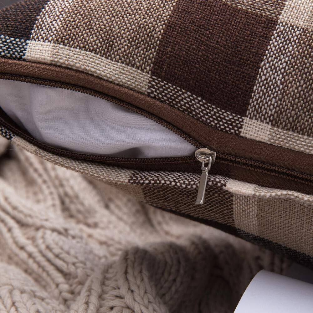 Pack of 2 Decorative Throw Pillow Covers Checkered Plaids Tartan Bed