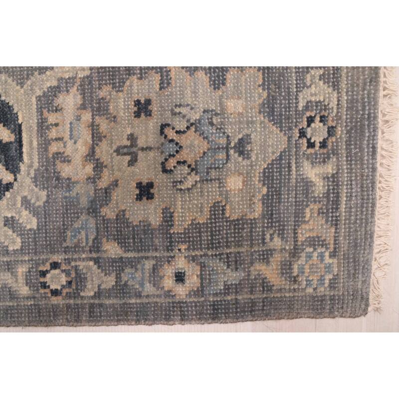 ECARPETGALLERY Hand-knotted Modern Oushak Dark Grey Wool Rug - 7'11 x 9'10