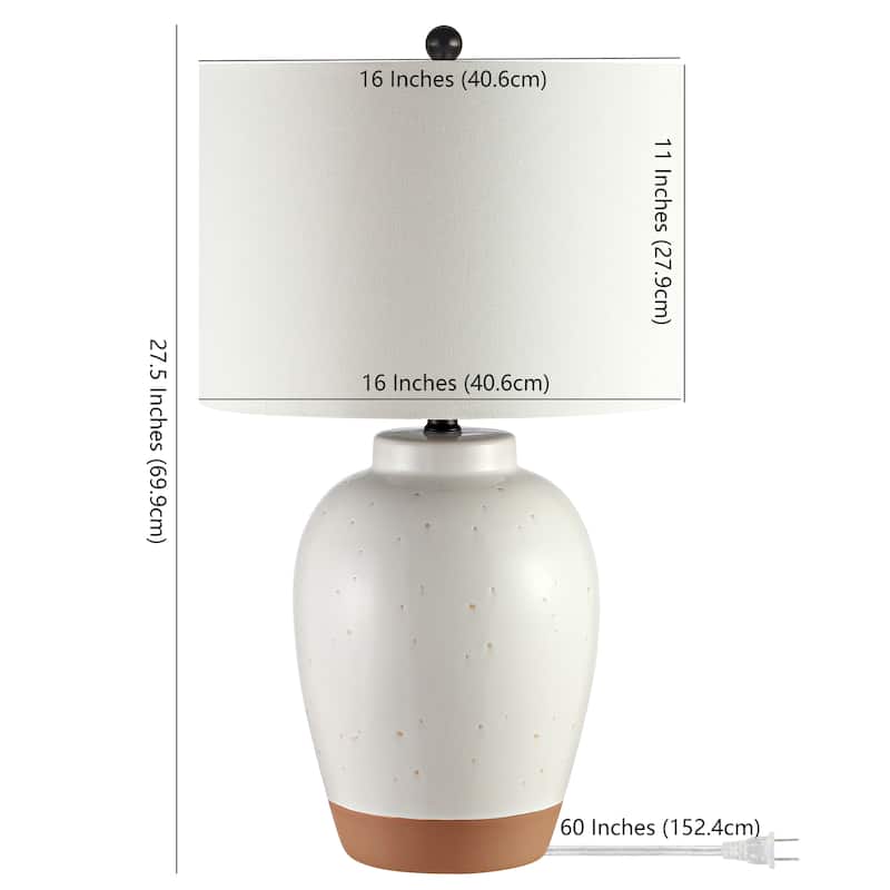 SAFAVIEH Lighting Corinda 27-inch Speckled Ivory LED Table Lamp - 16" W x 16" L x 27.5" H - 16Wx16Dx28H