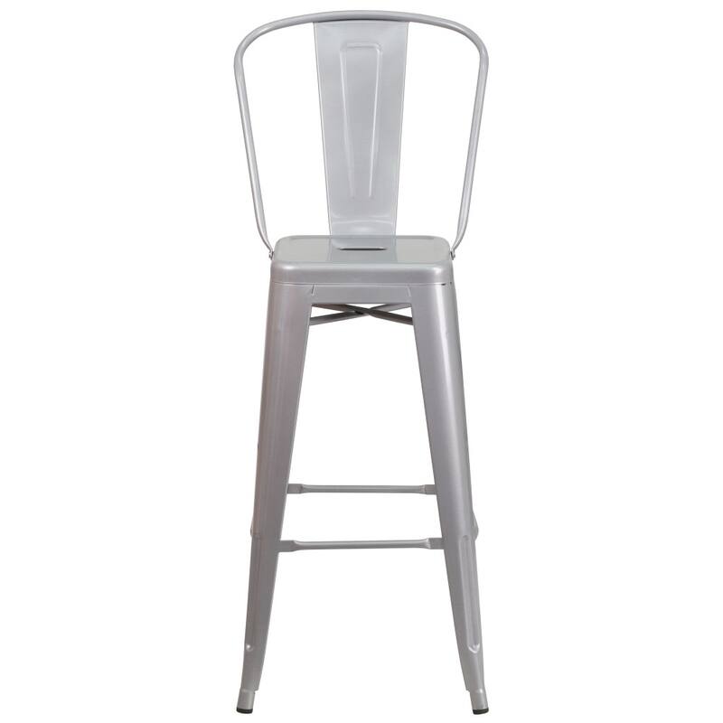 30'' High Metal Indoor-Outdoor Barstool with Back