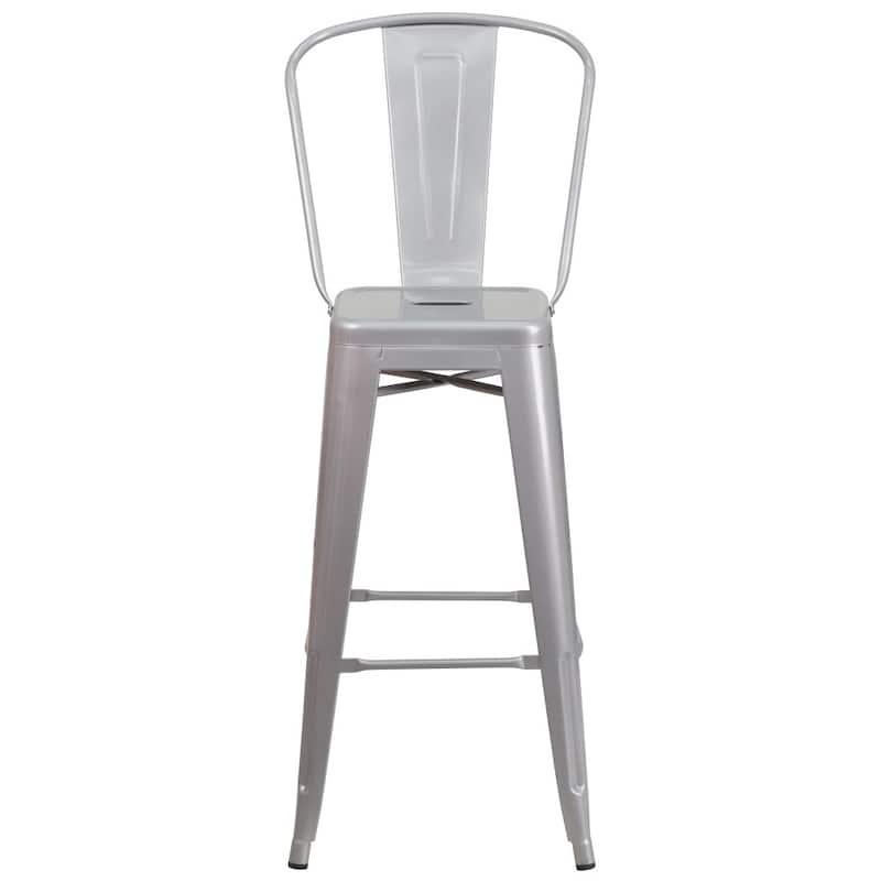 4 Pack 30" High Metal Indoor-Outdoor Barstool with Back - Kitchen Furniture