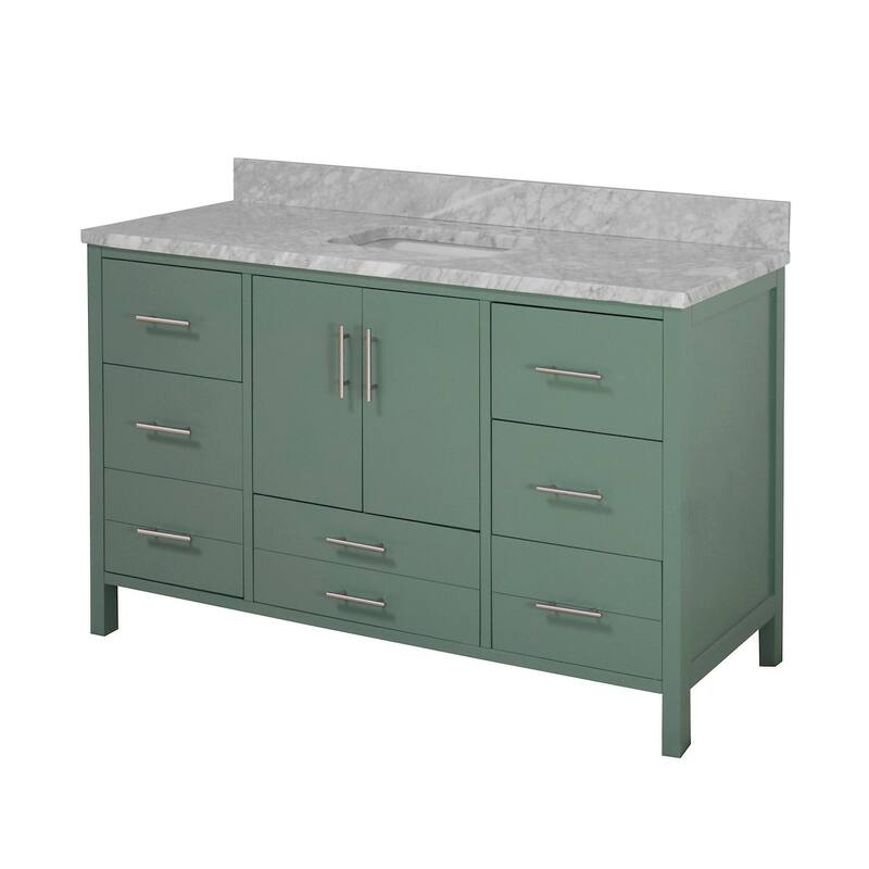 KitchenBathCollection California 60" Single Bathroom Vanity with Carrara Marble Top