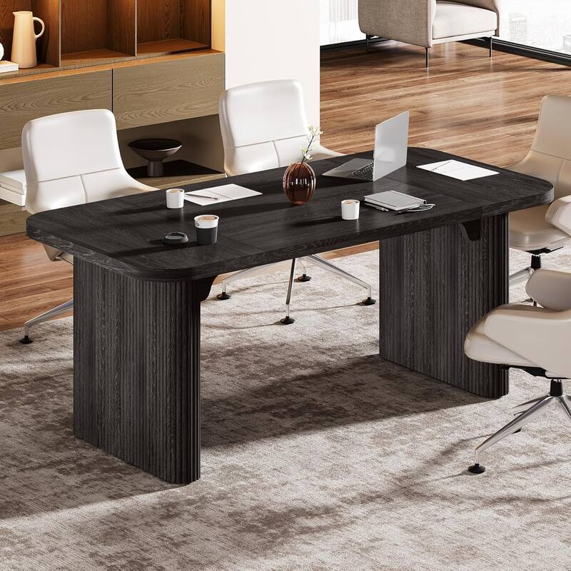 62-Inch Wood Rectangular Executive Desk Large Modern Conference Table for Home Office Boardroom