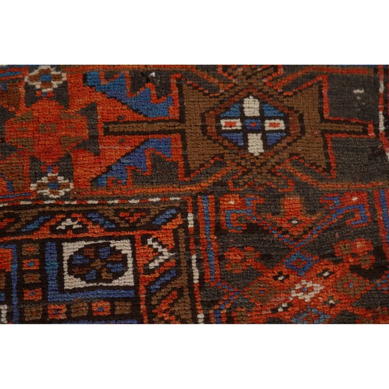 Hand Knotted Oriental 100% Wool Carpet Traditional Medallion Oranges & Rust Heriz Area Rug - 11' 4'' X 7' 11''