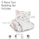 preview thumbnail 5 of 4, Pink Watercolor Floral Girl 2pc Twin-size Comforter Set - Blush Gray White Shabby Chic Rose Flower Grey Farmhouse Elegant