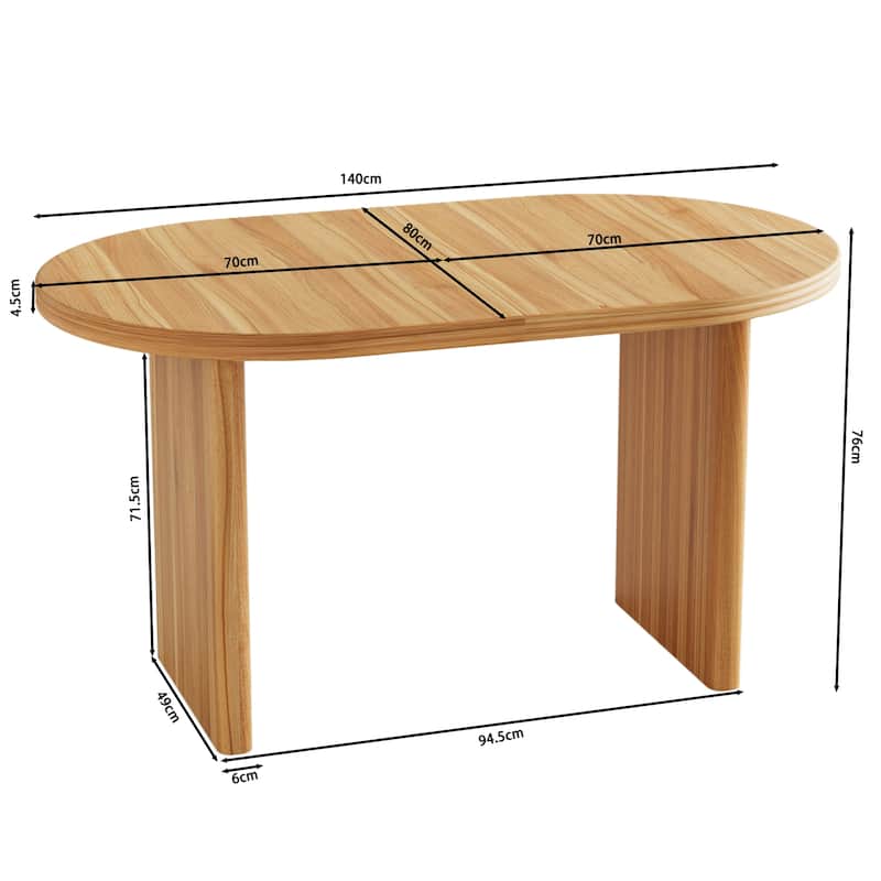 55.12" to 78.26" Modern Extendable Dining Table: Mid-Century Removable Leaf Design for Dining Room & Kitchen