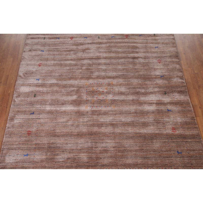 Brown Tribal Gabbeh Oriental Area Rug Hand-knotted Wool Carpet - 8'3" x 10'0"