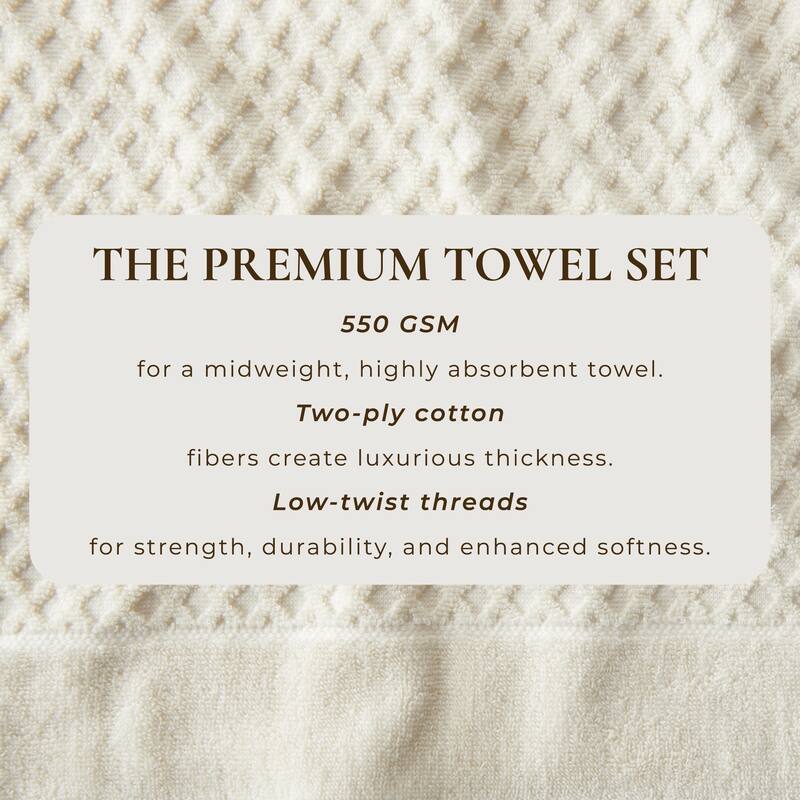 Linery & Co. Cotton Diamond Waffle Texture Bath Towels.