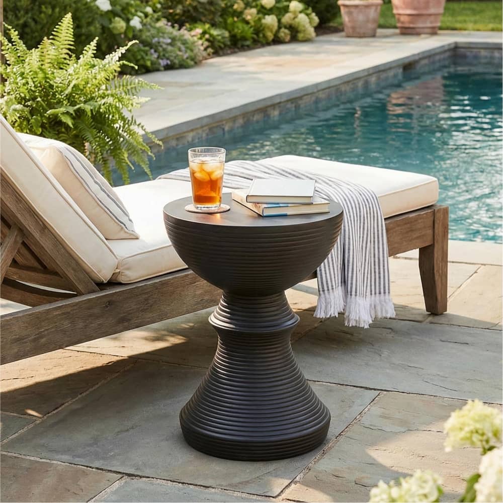 Holmen Outdoor Modern MGO Round End Table by Christopher Knight Home